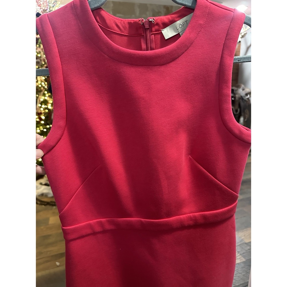 LOFT Pink Dress 4P Ruffle‎ Hem Sleeveless Back Zip - Picture 5 of 7
